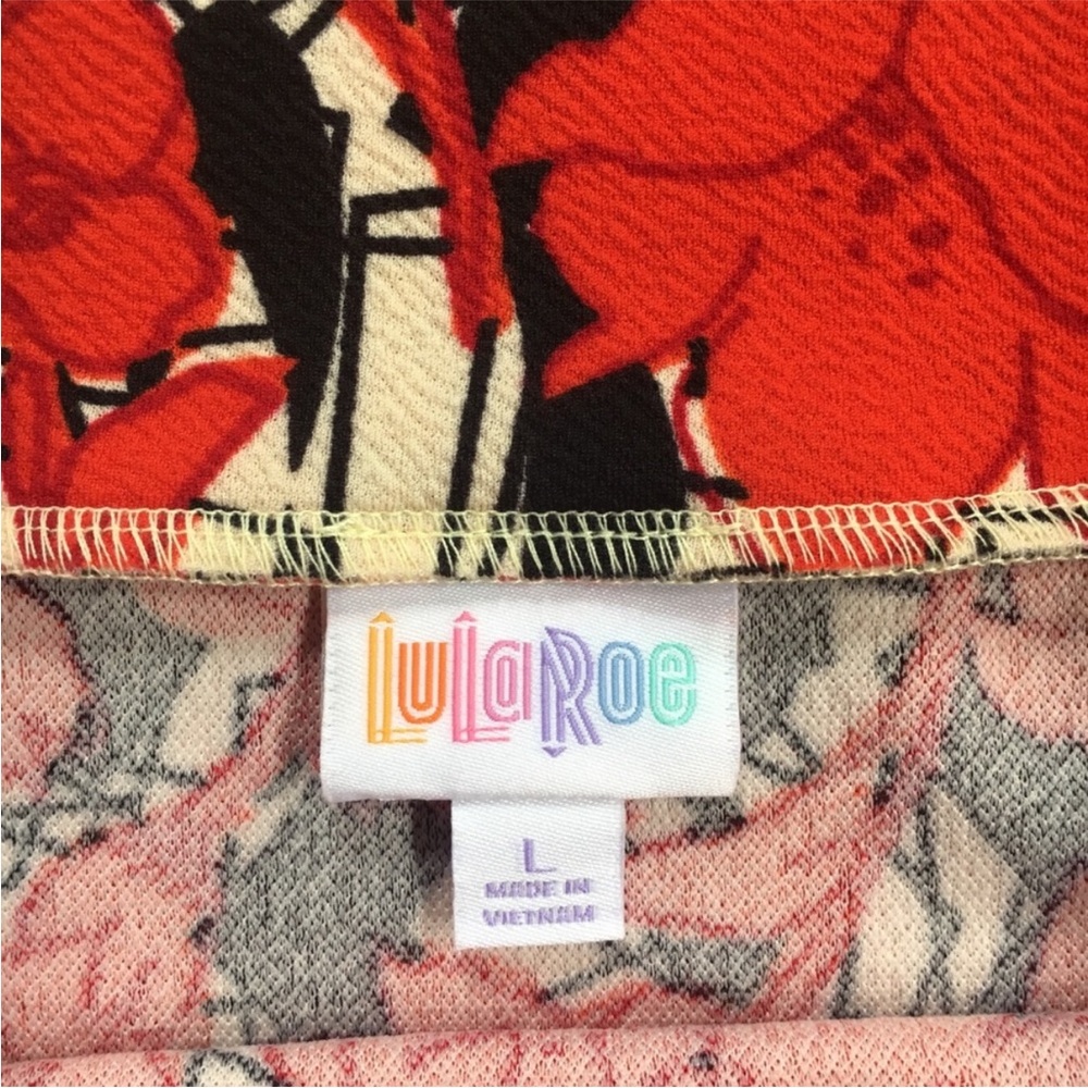 LuLaRoe Red and Black Floral Pencil Skirt L (12-16) - Picture 5 of 5